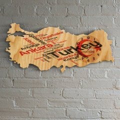 Kişiye Özel Türkiye Haritası Dekoratif Ahşap Duvar Saati - 3