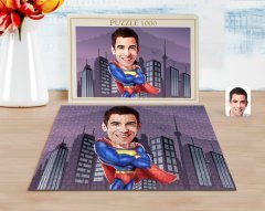 Kişiye Özel Süper Adam Karikatürlü 1000 Parça Profesyonel Puzzle-1
