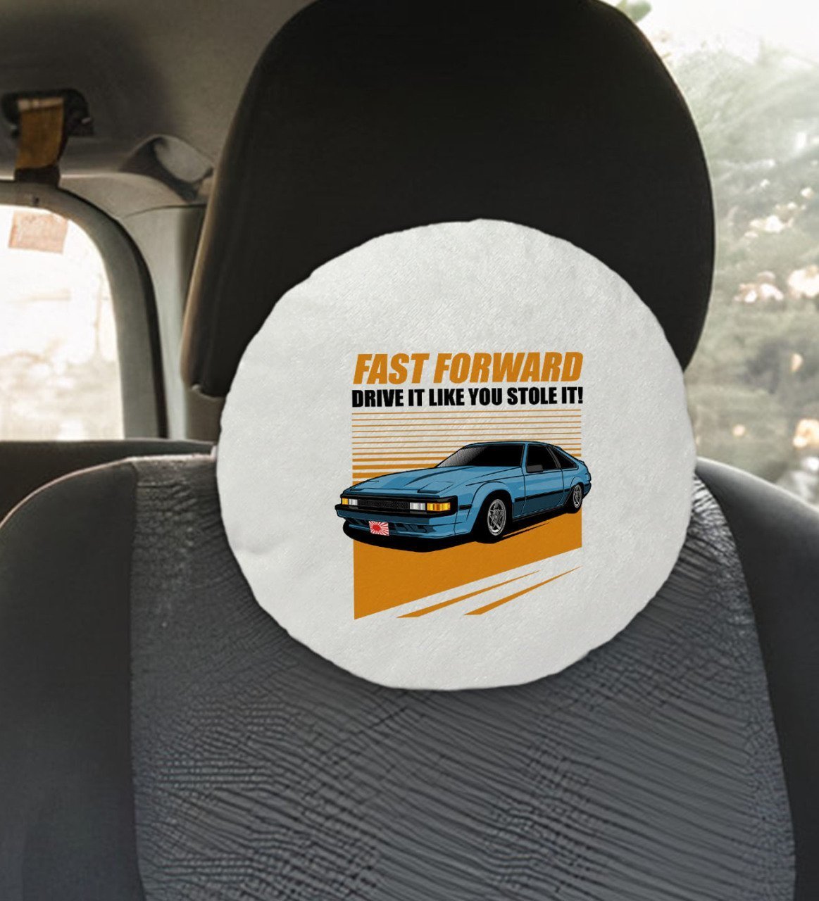 BK Gift Fast Forward Tasarımlı Yuvarlak Araç Koltuk Yastığı-1
