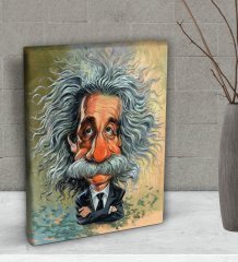 BK Gift Albert Einstein Tasarımlı Dekoratif Mini Kanvas Tablo 15x20cm-1