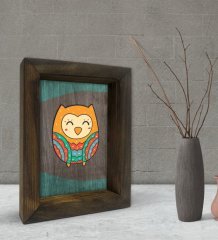 BK Gift Baykuş Tasarımlı Dekoratif Doğal Masif Ahşap Çerçeve 15x20cm-4