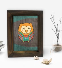 BK Gift Baykuş Tasarımlı Dekoratif Doğal Masif Ahşap Çerçeve 15x20cm-4