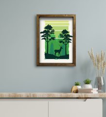 BK Gift Otel Odası Konseptli Doğal Masif Ahşap Çerçeveli Tablo 30x40cm-19