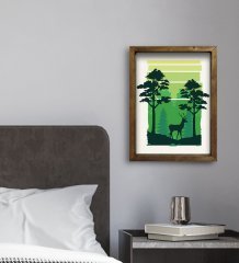 BK Gift Otel Odası Konseptli Doğal Masif Ahşap Çerçeveli Tablo 30x40cm-19