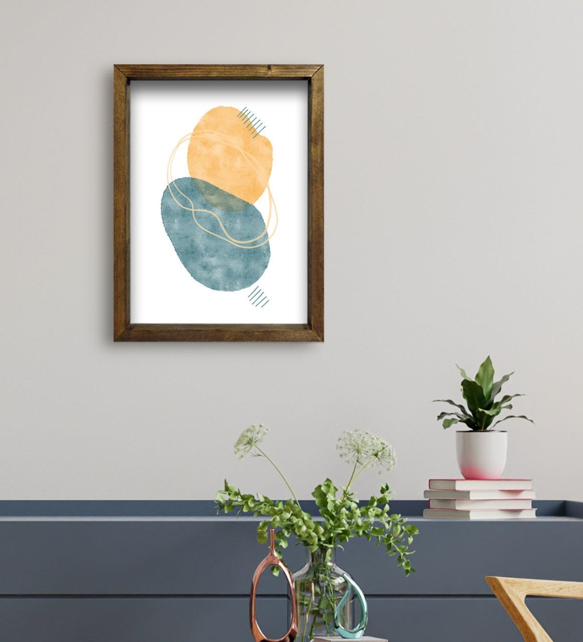 BK Gift Otel Odası Konseptli Doğal Masif Ahşap Çerçeveli Tablo 45x65cm-70