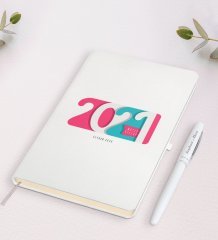 Kişiye Özel 2023 Mutlu Yıllar Beyaz Defter ve Kalem Hediye Seti-6