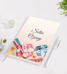 Kişiye Özel İsimli Çerçeveli Defter Kalem Seti-26