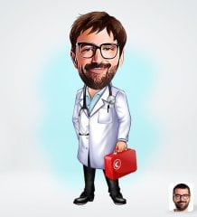 Kişiye Özel Erkek Acil Tıp Teknisyeni Karikatürlü Sosyal Medya Dijital Profil Fotoğrafı - Model 1