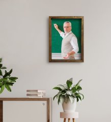 Kişiye Özel Erkek Öğretmen Fotoğraflı Doğal Masif Ahşap Çerçeveli Tablo 30x40cm-1