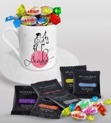 Kişiye Özel Avukat Türk Kahvesi Fincanı Selamlique Karışık Türk Kahvesi ve Haribo Şeker Hediye Seti-11