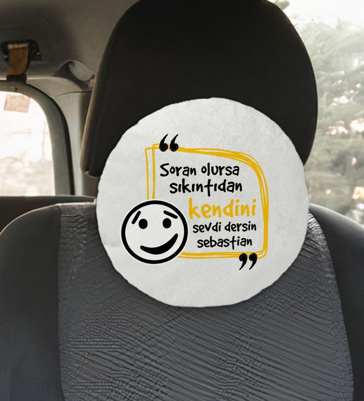 BK Gift Esprili Yuvarlak Araç Koltuk Yastığı-9