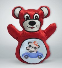 BK Gift Sevimli Panda Tasarımlı Kırmızı Ayıcık Yastık-2