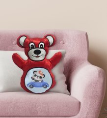 BK Gift Sevimli Panda Tasarımlı Kırmızı Ayıcık Yastık-2