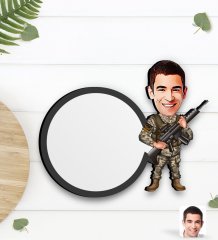 Kişiye Özel Uzman Jandarma Karikatürlü Ahşap Bardak Altlığı-1