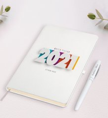 Kişiye Özel 2023 Mutlu Yıllar Beyaz Defter ve Kalem Hediye Seti-5