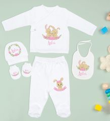 BK Kids Kişiye Özel Beyaz Yeni Doğan Hastane Çıkışı, Anne-Bebek Günlüğü, Bebek Body Zıbın, 10 Parça Bebek Hediye Seti-1