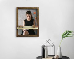 BK Home Fotoğraflı Doğal Masif Ahşap Çerçeveli Tablo Duvar Rafı-1