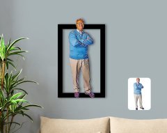 Kişiye Özel Tam Boy Büyükbaba Karikatürlü 3D Ahşap Tablo-1