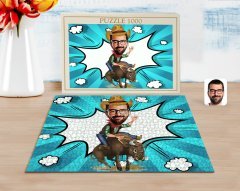 Kişiye Özel Rodeo Karikatürlü 1000 Parça Profesyonel Puzzle-1