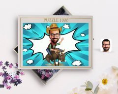 Kişiye Özel Rodeo Karikatürlü 1000 Parça Profesyonel Puzzle-1
