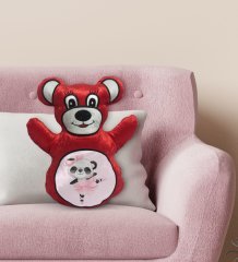 BK Gift Sevimli Panda Tasarımlı Kırmızı Ayıcık Yastık-1