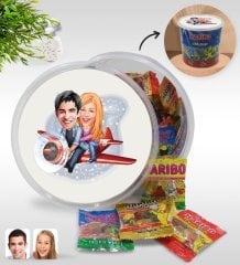 Kişiye Özel Sevgililer Karikatürlü Dev Boy Haribo Minis Kovası (10gx100adet) Model 11