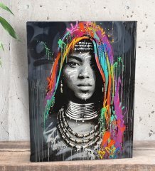 BK Gift African Woman Tasarımlı Dekoratif Mini Kanvas Tablo 15x20cm-1