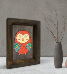 BK Gift Baykuş Tasarımlı Dekoratif Doğal Masif Ahşap Çerçeve 15x20cm-2