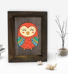 BK Gift Baykuş Tasarımlı Dekoratif Doğal Masif Ahşap Çerçeve 15x20cm-2