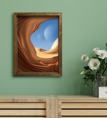 BK Gift Otel Odası Konseptli Doğal Masif Ahşap Çerçeveli Tablo 30x40cm-17