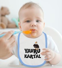 BK Kids Yavru Kartal Tasarımlı Mavi Bebek Body Zıbın ve Mama Önlüğü Hediye Seti-1