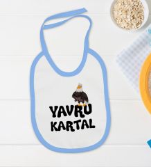 BK Kids Yavru Kartal Tasarımlı Mavi Bebek Body Zıbın ve Mama Önlüğü Hediye Seti-1