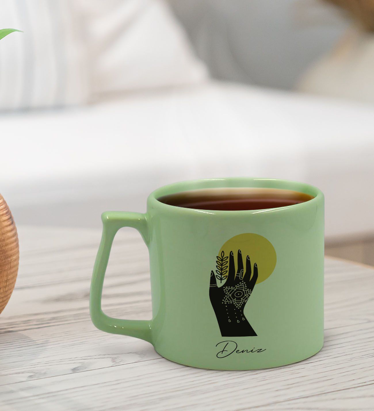 BK Gift Kişiye Özel İsimli Pastel Yeşil Middle Kupa Bardak, Arkadaşa Hediye, Ev Hediyesi, Doğum Günü Hediyesi, Ofis Hediyesi-4