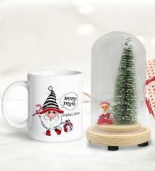 BK Gift Kişiye Özel Yılbaşı Temalı Işıklı Fanus Biblo ve Kupa Hediye Seti-6