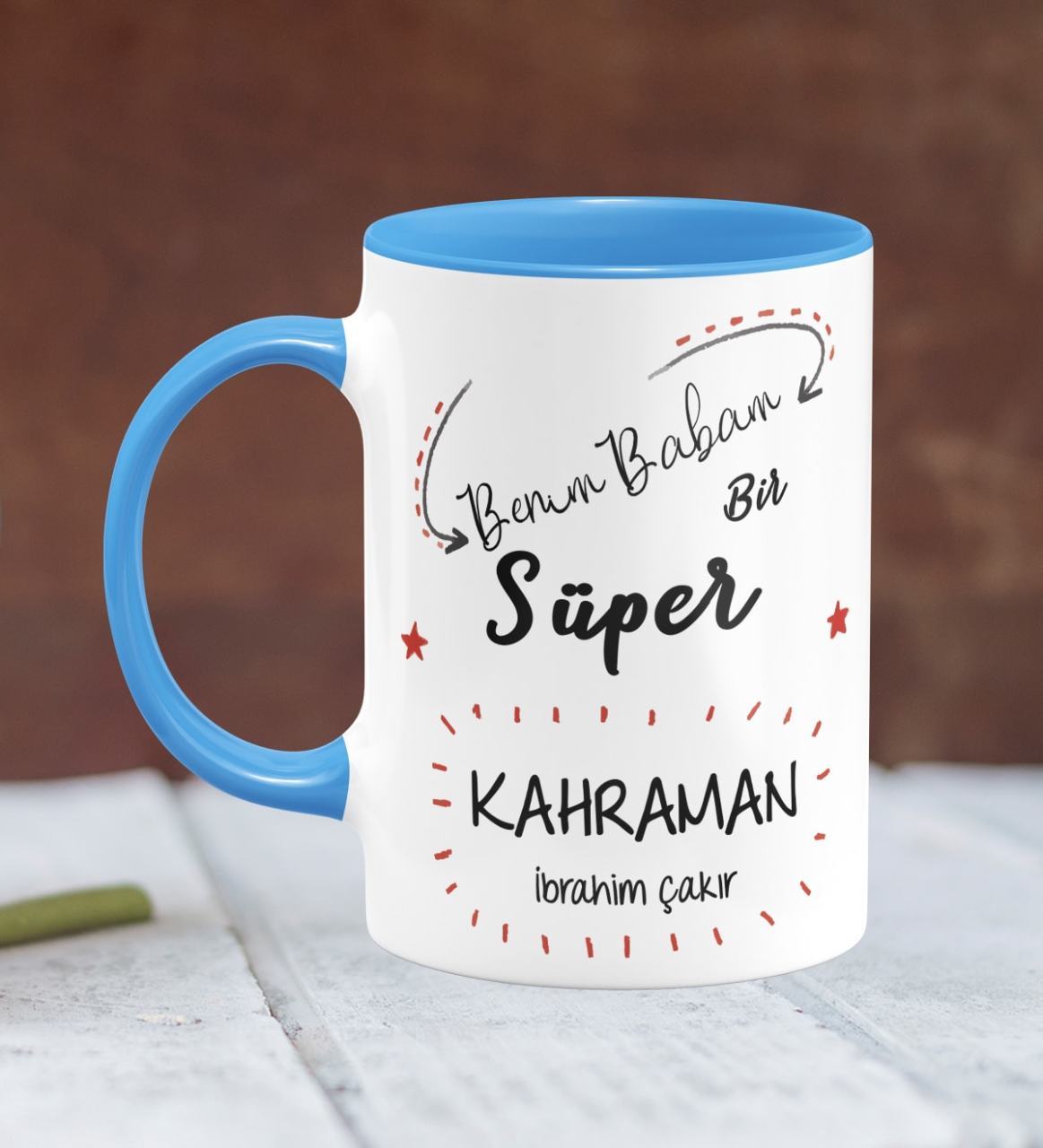 Kişiye Özel Babalar Günü Temalı Mavi Kupa Bardak 17-313M
