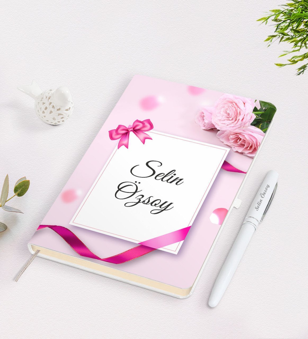 Kişiye Özel İsimli Çerçeveli Defter Kalem Seti-24