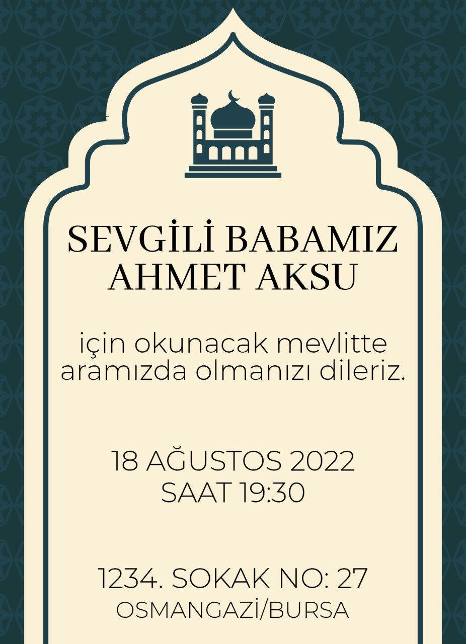 Kişiye Özel Bitmeyen Mevlit Davetiyesi Model 2