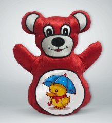 BK Gift Sevimli Ördek Tasarımlı Kırmızı Ayıcık Yastık-1