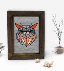 BK Gift Baykuş Tasarımlı Dekoratif Doğal Masif Ahşap Çerçeve 15x20cm-1