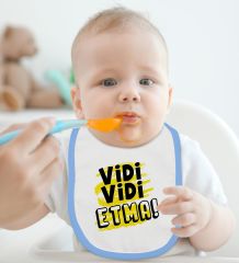 BK Kids Vidi Vidi Etma Tasarımlı Mavi Bebek Body Zıbın ve Mama Önlüğü Hediye Seti-1