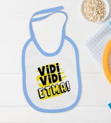 BK Kids Vidi Vidi Etma Tasarımlı Mavi Bebek Body Zıbın ve Mama Önlüğü Hediye Seti-1