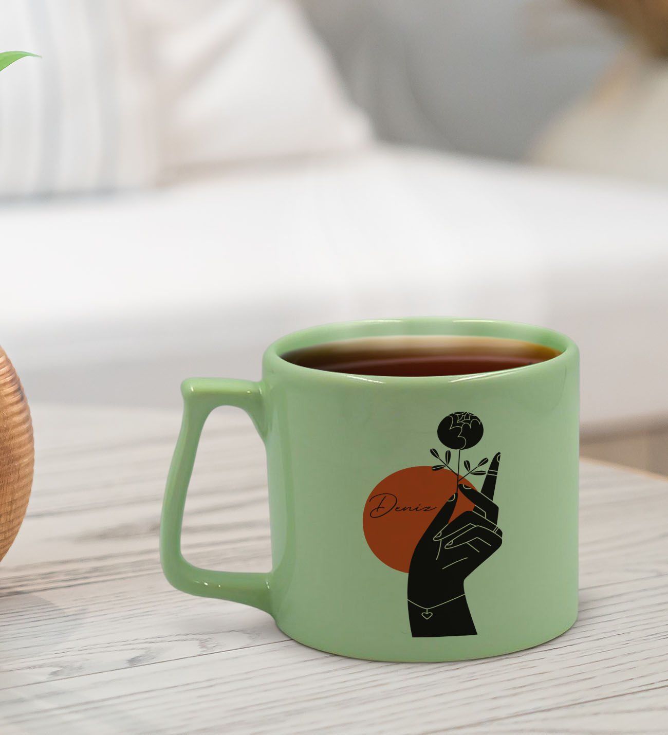 BK Gift Kişiye Özel İsimli Pastel Yeşil Middle Kupa Bardak, Arkadaşa Hediye, Ev Hediyesi, Doğum Günü Hediyesi, Ofis Hediyesi-3