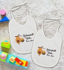 BK Kids Kişiye Özel Annesinin ve Babasının Balı Tasarımlı 2’li Beyaz Mama Önlüğü-1