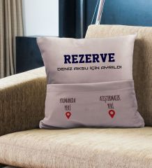 BK Gift Kişiye Özel Tasarımlı Organizer Kumanda ve Atıştırmalık Cepli Pembe Kırlent Yastık- 3, Ev Dekoru, Ev Hediyesi