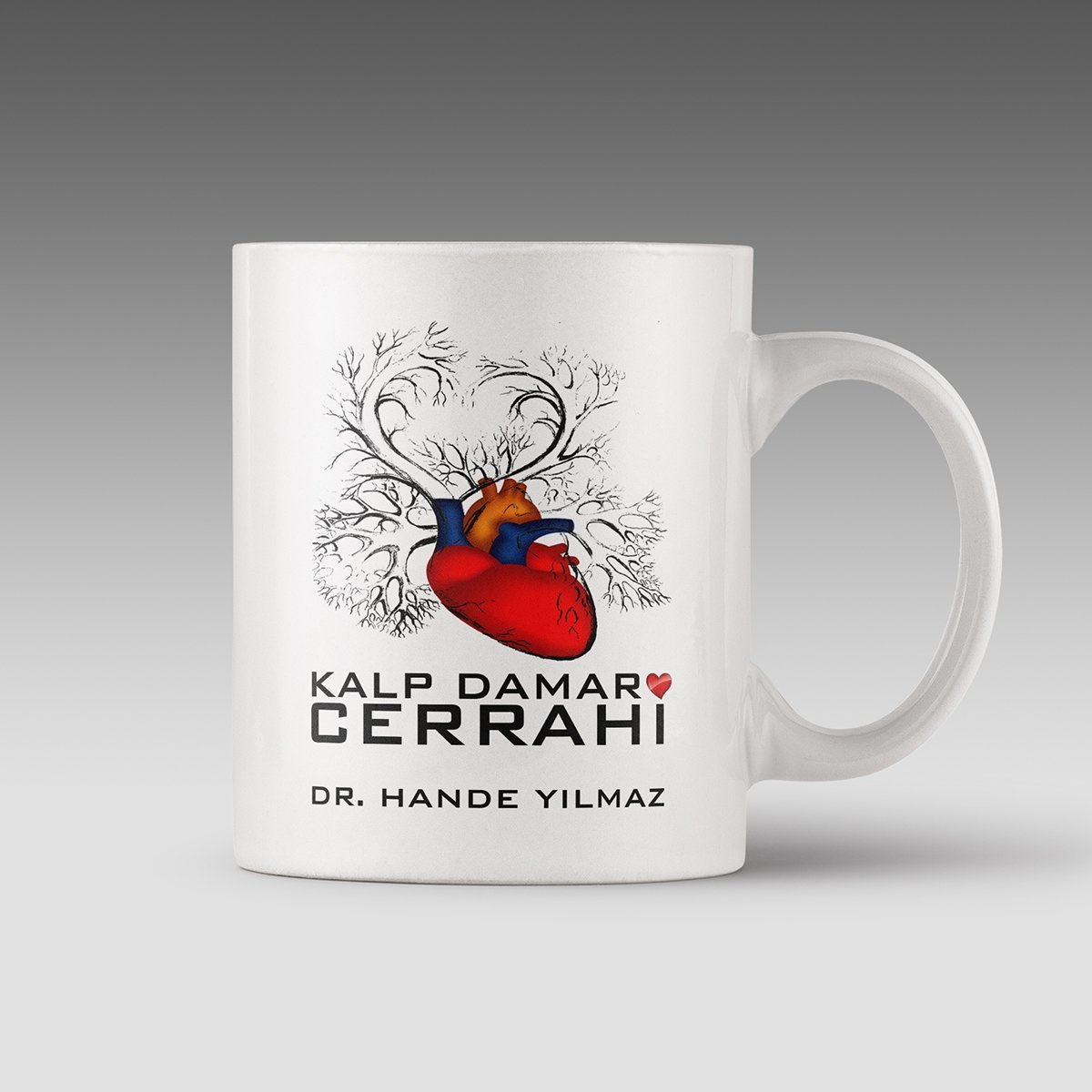 Kişiye Özel Mesleki Kalp Damar Cerrahi Beyaz Kupa Bardak - 4