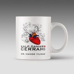 Kişiye Özel Mesleki Kalp Damar Cerrahi Beyaz Kupa Bardak - 4