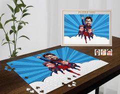 BK Gift Kişiye Özel Aile Tasarımlı 1000 Parça Profesyonel Puzzle, 3'lü  Portre, Aileye Hediye Puzzle-22