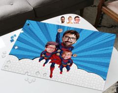 BK Gift Kişiye Özel Aile Tasarımlı 1000 Parça Profesyonel Puzzle, 3'lü  Portre, Aileye Hediye Puzzle-22