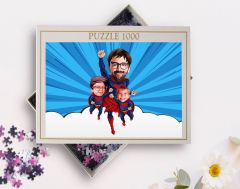 BK Gift Kişiye Özel Aile Tasarımlı 1000 Parça Profesyonel Puzzle, 3'lü  Portre, Aileye Hediye Puzzle-22