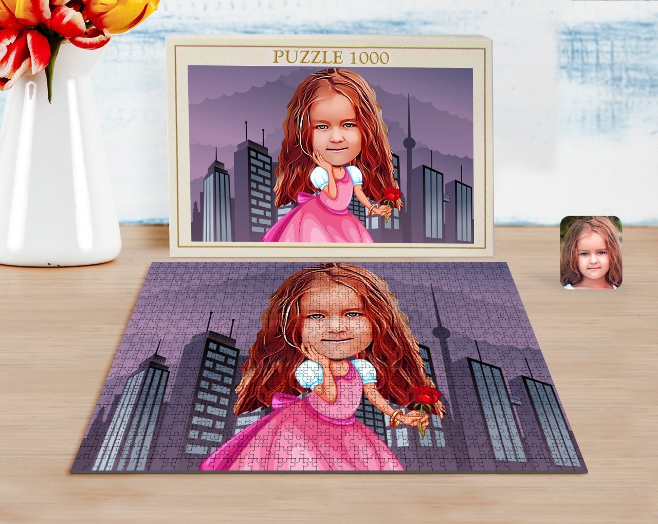 Kişiye Özel Prenses Karikatürlü 1000 Parça Profesyonel Puzzle-2
